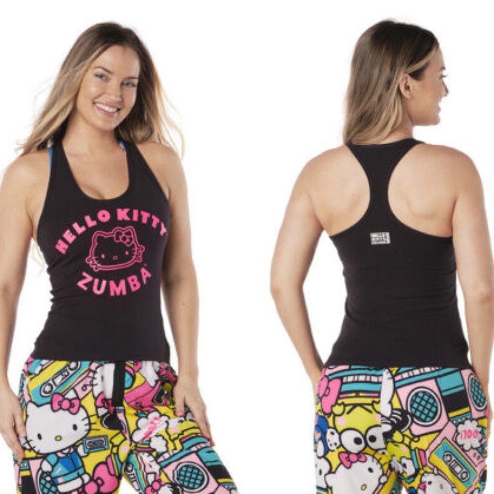 Zumba X Hello Kitty & Friends Racerback Tank Top ~ Black ~ XL  NWT